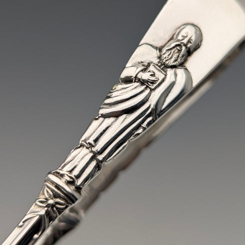 1912 年英國古董 6 純銀茶匙和糖鉗套裝,裝在阿特金兄弟盒中